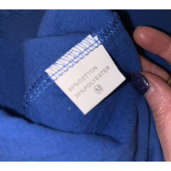 Fancyinn Dress Sz M Short Sleeve Cotton V-Neck Knee Length‎ Royal Blue - Picture 9 of 12